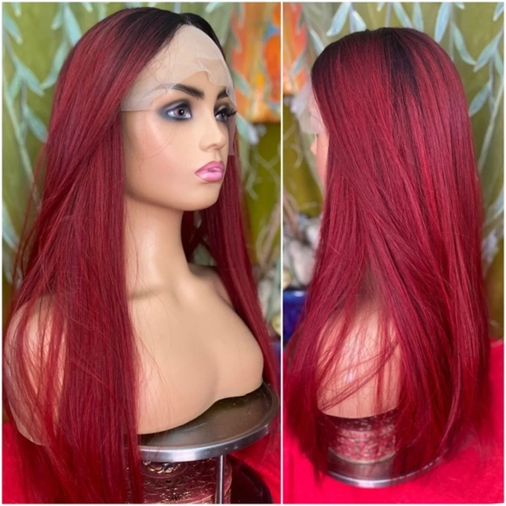 vampire red black lace front wig